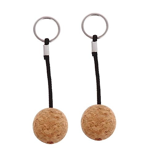 BESPORTBLE 2 Piezas Bola Flotante De Corcho Kayac Asiento Neto Volar Keychains Deportivos Bote Llave Inflable Titular De La Caña De Pescar Flotador De Corcho Black De Madera