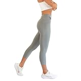 FlipBelt Women’s Ankle High-Waist Pockets, Running-Belt Leggings, Grey, XS, Light Gray, X-Small