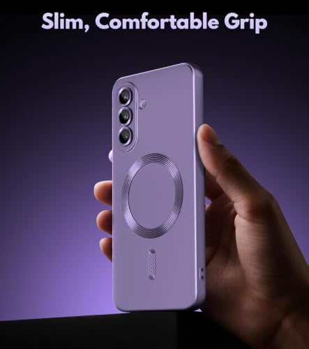 Image of DIZORO Samsung A57 Case, Compatible with Mag Safe Back Cover, Matte Luxury Metallic Luster Flexible TPU Wireless Charging Shockproof Case with Camera Protector (Metallic Silver)