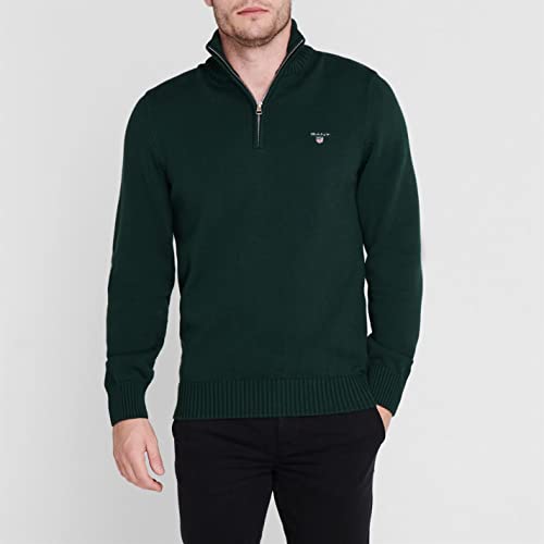 GANT Herren Casual Cotton Halfzip Pullover, Tartan Green, XL EU – Ansicht 3