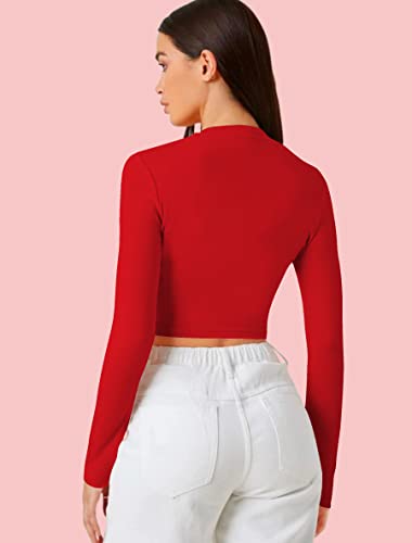 Image of Dream Beauty Fashion Women's Casual Round Neck Long Sleeves Stylish Crop Top - 17 inch Inches (Tee-Tally 02)