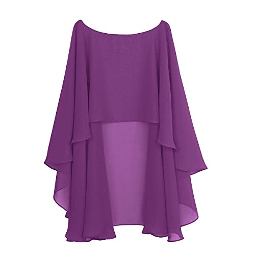 YINGJIABride Woman's Chiffon Capelet Bridal Cape Wedding Shawls Evening Dresses Overlay Stole