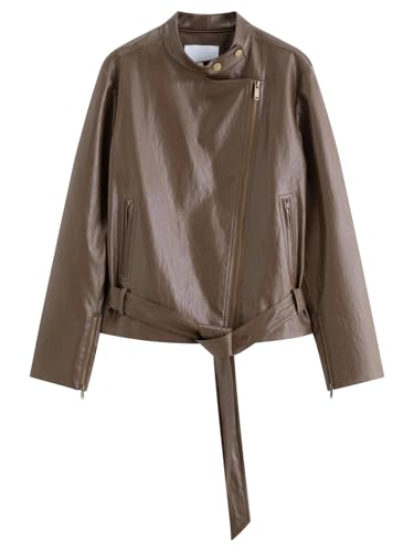 Veste courte en cuir synthétique coupe ajustée contre le vent