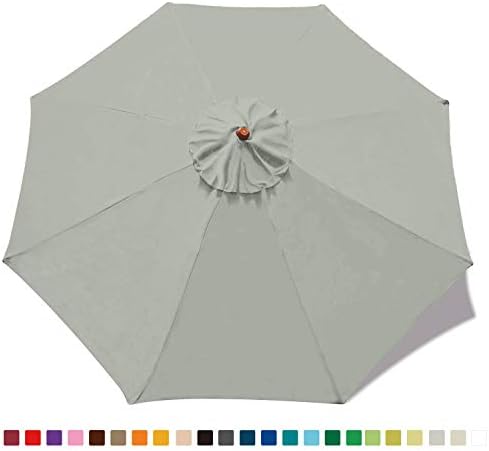 MASTERCANOPY Patio Umbrella 9 ft Replacement Canopy for 8 Ribs-Grey