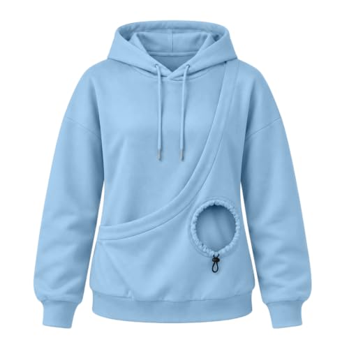 Women's Cat Hoodie with Pouch Cozy Drawstring Fleece Pullover for Pet Lover - image 7