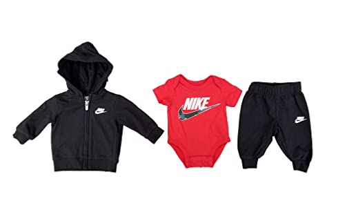 Image of Nike Baby Boys Bodysuit, Zip Hoodie & Pants 3 Piece Set