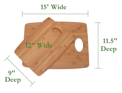Lipper International Bamboo Wood Thin Kitchen Cutting Boards with Oval Hole in Center, Set of 2 Boards, 9" x 12" and 11-1/2" x 15"