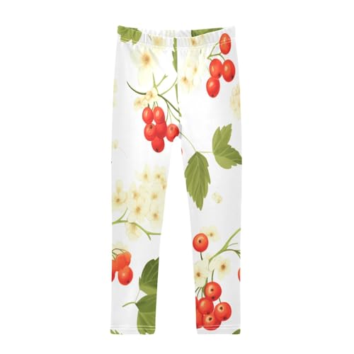 Bolaz Toddler Girls Leggings Printed Yoga Pants Leggings Yellow Flowe Cherry for Kids