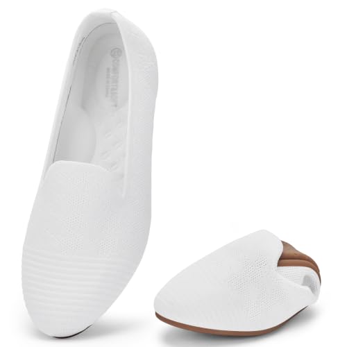 Image of Puxowe Women's Ballet Flats Breathable Knit Slip On Comfortable Round Toe Walking Shoes with Arch Support Insole for Work