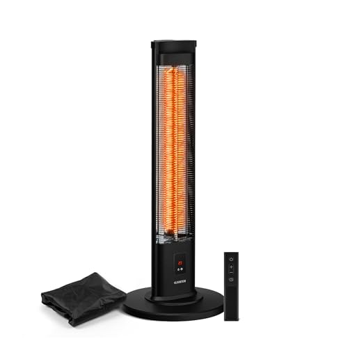 Klarstein BlazeTower Calefactor Infrarrojo 2000W - 3 Niveles, IP45, Temporizador, Mando a Distancia, Protección Antivuelco, Exterior, Estufa Infrarroja Portátil