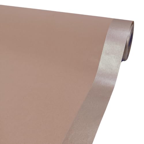 Image of Oasis Ecofriendly Kraft Paper Roll | Multipurpose Wrapping Paper for Flower Bouquets, Gift Packing, Hampers, Wedding, Festival, Arts & Crafts, DIY & Event Decor Pink With Silver Border - 25 Meter Long