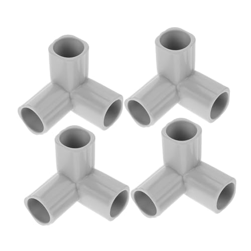 4pcs Guardrail PVC Elbow Fitting Top Corner Joint Playpen PVC Corner Elbow Fitting 3 Way Corner Canopy Fitting PVC Corner Fittings PVC Fittings Tent Connection Tee Light Grey Totority