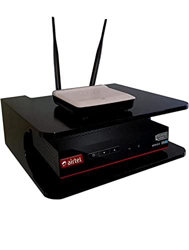 Image of Set Top | Tv Stand Setup Box Stand Wall Mount for Home Wall Shelf for Holding Speakers WiFi Router Game Console Remote Streaming Device (Black)