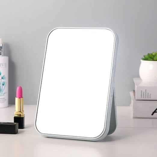 SwissHome Makeup Mirror Fashion Mirror Portable Folding Vanity Mirror, Countertop, Large Mirror Surface Table Vanity Mirror,8 in Portable Folding Travel Mirror Adjustable Simple Makeup Mirror (Blue) 3