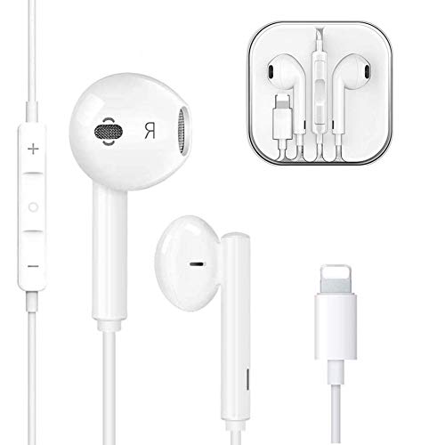 Earphones Connector in-Ear Headphones Phone Noise Isolating Headset with Call Volume Control Compatible with iPhone 11 12/Pro Max 11Pro X XS XS Max XR 8 8 Plus 7 7P Pop up Pair white