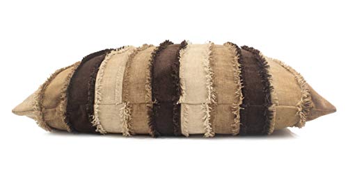 Image of Encasa XO Chenille Cushion Covers (Pack of 2) with Patchwork 45x45 cm - Mix & Match Pillow Covers in Bright Colours for Living Room, Sofa, Bedroom - Brown