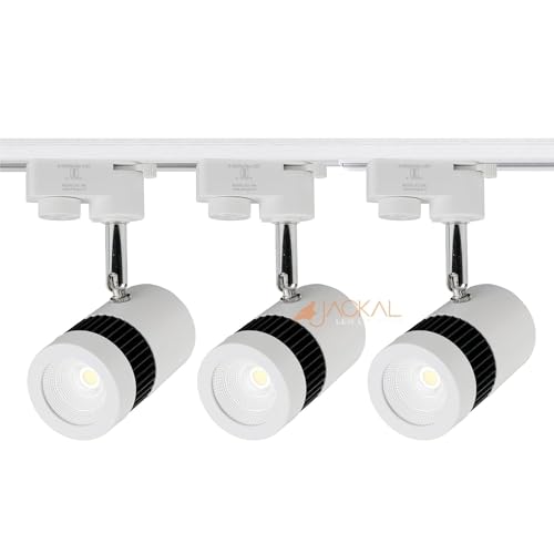 Image of JACKAL 9 Watt White LED Track Light - Trackway Included | Spot, Focus, Picture Light (Pack of 3) White Body | with Rotatable Head | for Showrooms, Shops and Living Room