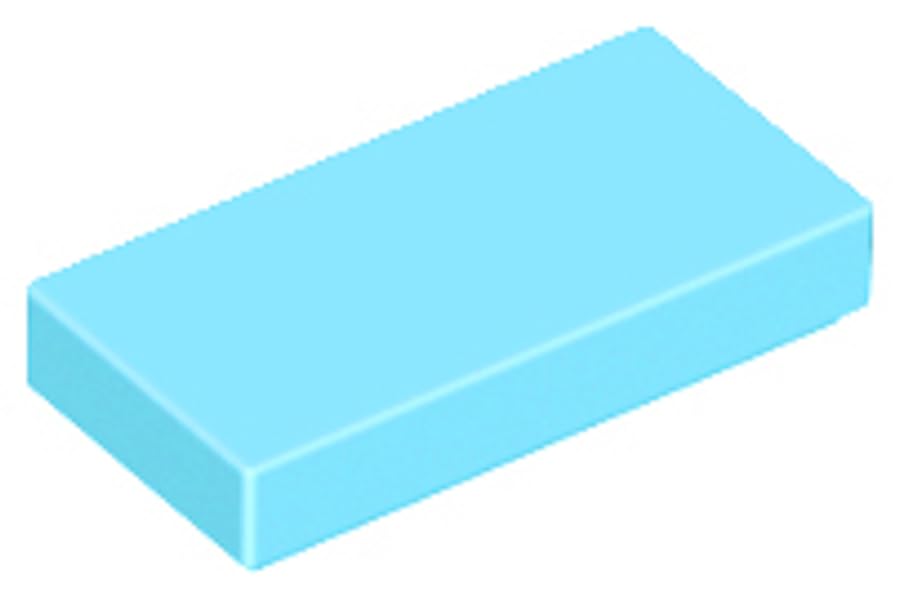 LEGO Tile 1x2, Part 3069, Building Block Component (Medium Azure, 10, Bricks) โ image 1