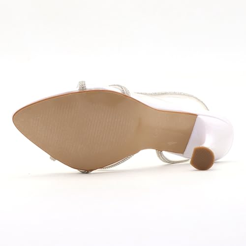 Women'S Rhinestone Clear Kitten Heel Sandals Fashion Pointed Fish Mouth Transparent Stiletto Slingback Sexy Prom Pumps Slip-On Dress Shoes4