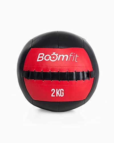 BOOMFIT - Wall Ball Balon Medicinal 2 kg | Superficie Lisa con Recubrimiento Antideslizante | Carga centrada Estable | Técnica y coordinación | Ideal Wall Ball Crossfit en casa y Box