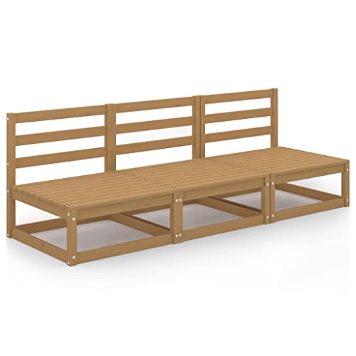 Canapé de jardin 3 places en pin massif marron miel modulaire