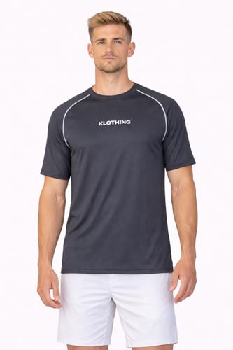 Image of Men's Performance T-Shirt, Dark Grey, Polyester, Quick Dry Moisture Wicking, Raglan Sleeve, for Running, Gym, Workout Training