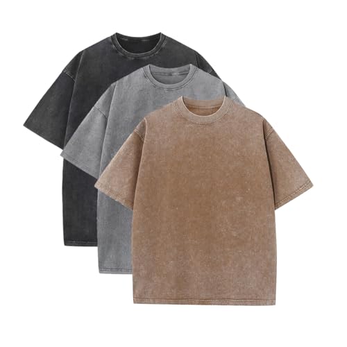 Suvipnee Men's Acid Wash T-Shirts Oversized Unisex T Shirt Cotton Short Sleeve Shirts Casual Tee for Women