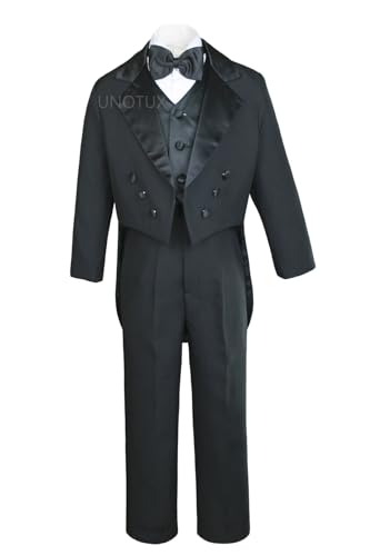 Unotux Boy Suit Black Bow tie Vest Tail Tuxedo from Baby to Teen (XL:(18-24 Months))