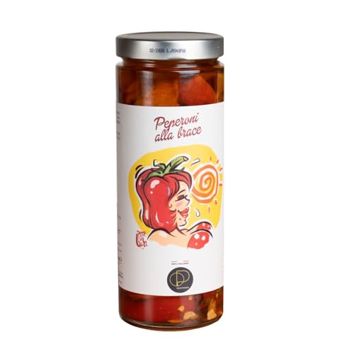 Agricola Piano - Pimientos en aceite | Pimientos asados en aceite de oliva virgen extra 1062 ml – 100% Italiano, Receta antigua – Producción artesanal