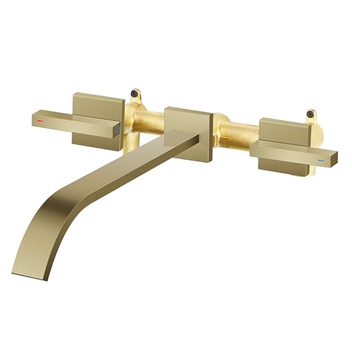 Wall Mount Tub Filler AUU Brushed Gold Bathtub Faucet Long