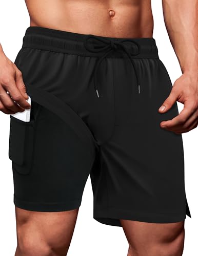 Sarfel Mens Swim Trunks 5 Inch Mens Bathing Suit with Compression Liner Men's Board Shorts Men's Swimwear Quick Dry Swimsuit