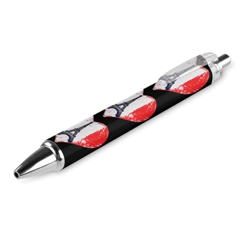 Stylos à bille rétractables 0.5 mm drapeau français et Eiffel pour écriture fine lot de 4 - 6