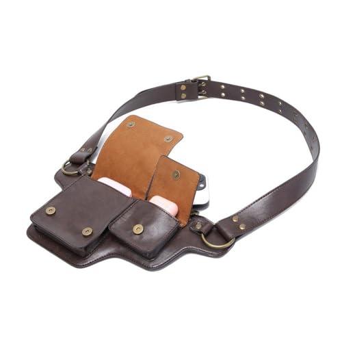 Riñonera multiusos ajustable estilo punk con compartimentos tácticos de moto 4