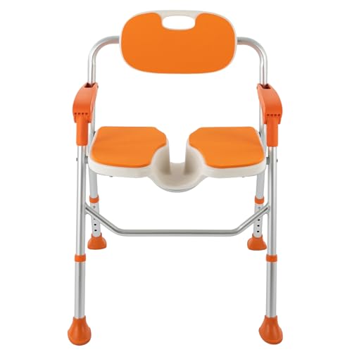 LIAPDG Shower Chair, 330.7 Lbs Heavy Duty Shower Chair Adjustable Shower Seat for Elderly Foldable Tool-Free Shower Bench for Disabled, Pregnant in Hospitals, Nursing Homes with Four Rubber Feet Pads