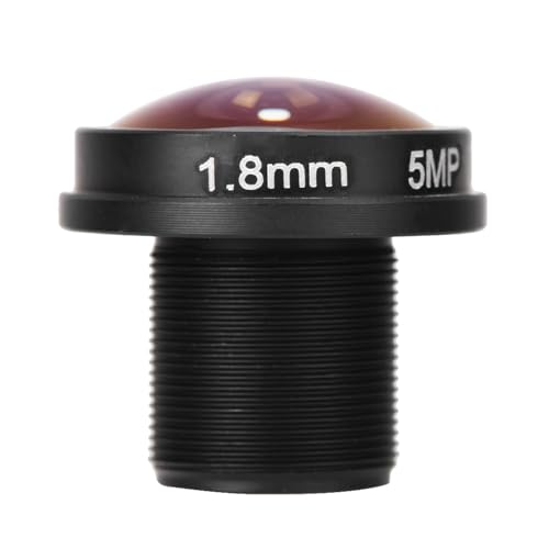1,8 Mm 180 ° Lente HD 5MP Vista de Peces CCTV Camera de Gran Angular con Hilo M12X0.5 Estándar, Adecuado para 1/3 Pulgadas y 1/4 Pulgadas CCD, Hecha de Material Metálico para