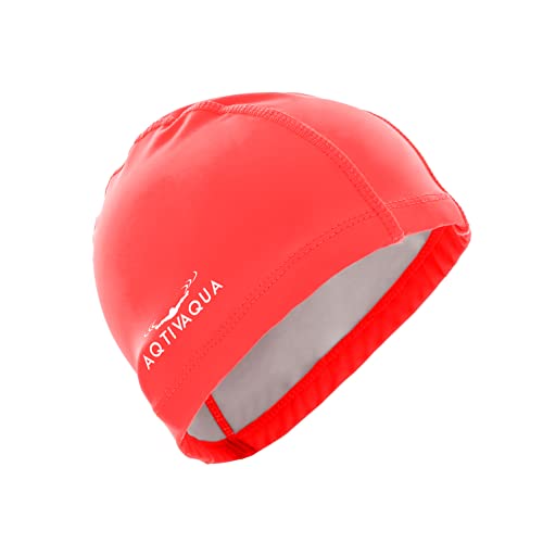 AqtivAqua Kids Swimming Cap for Toddlers & Preschoolers (1-5 Years) Swimming Hat Kids Swim Cap for Little Boys and Girls (Red color - Image 2