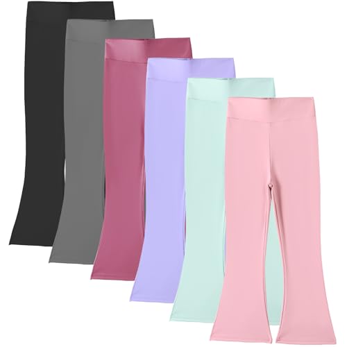 6 Pack Girls Flare Legging Kids Bootcut Pants Girls Bell Bottom Pants Girl High Waisted Yoga Flared Pants