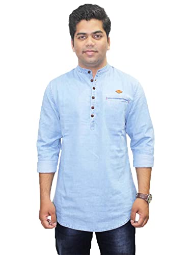 Image of Kuons Avenue Men's Short Denim Kurta | Kurta Shirt for Men