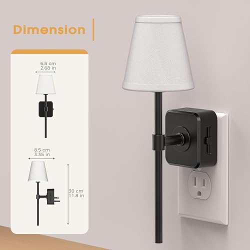 Image of Briignite LED Night Lights Plug into Wall, Vintage Linen Fabric Lamp Cover Decorative Night Light, Dusk to Dawn Sensor, 0-100LM Dimmable Nightlight for Bedroom Living Room Hallway