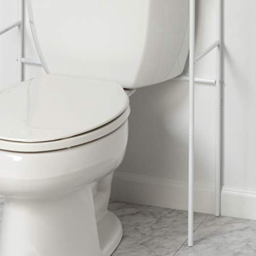 Zenna Home Over the Toilet Storage, Metal Bathroom Spacesaver with 3 Shelves, Cross-Style Storage Cabinet, Easy Assembly, White