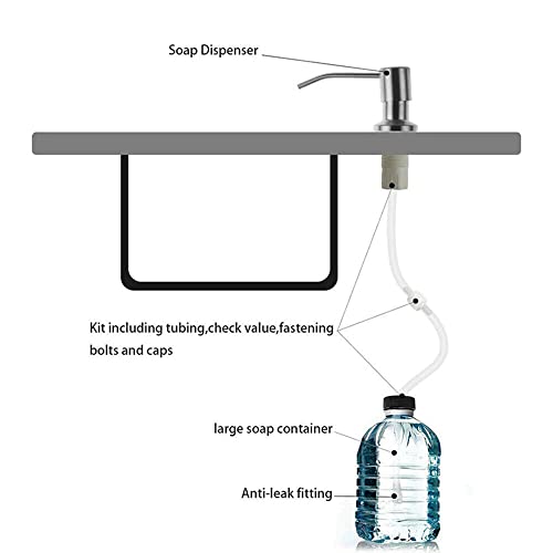 Image of amiciCare Kitchen Sink Soap Dispenser Built-in Countertop S.S Steel Dispenser Pump with 360 Degree Rotating Head and 1.15m Extension Pipe (Dispenser Pump with Extension Pipe), Plastic