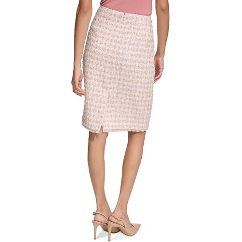 Calvin Klein Womens Glen Plaid Spring Chic Pencil Skirt Pink 142