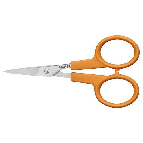 Fiskars Orange-Handled Straight Detail Scissors, Stainless Steel Blades, Ambidextrous Double-loop Handle