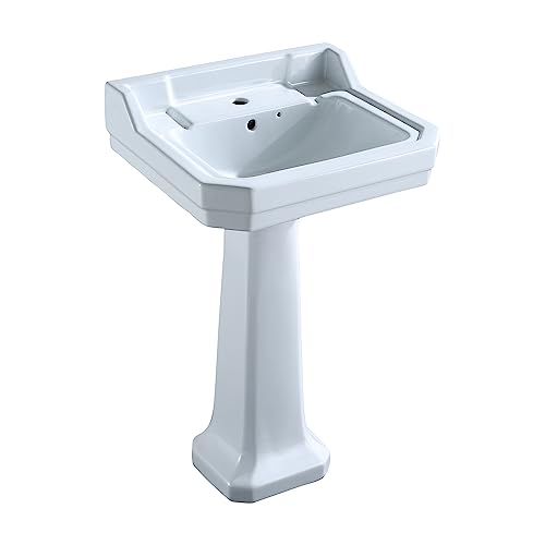 AMASHEN 24" x 20" Traditional Pedestal Bathroom Sink - Rectangular Ceramic Sink Basin with Single Hole and Overflow (Sink Only) AMASHEN 24" x 20" Traditional Pedestal Bathroom Sink - Rectangular Ceramic Sink Basin with Single Hole and Overflow (Sink Only)