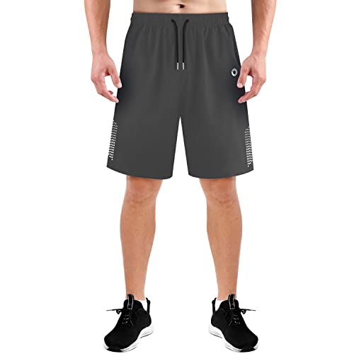 Ihuan Mens Shorts Althletic Workout Gym Running - Lightweight Quick Dry Shorts With Zipper Pocket For Hiking, Training Dark Grey #TOP5