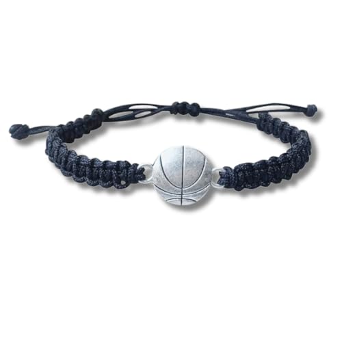 Basketball Bracelet- Charm Bracelet- Basketball Jewelry - Perfect Basketball Gift (Black)