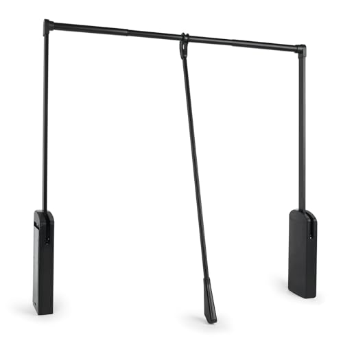 Pull Down Closet Rod, Adjustable 35-47.6 Inch Wardrobe Lift Rail Organizer Two-way Buffering Heavy Duty Wardrobe Hanger for Cabinet, Organizer Storage System Side Mounted, 33 lbs Load Capacity