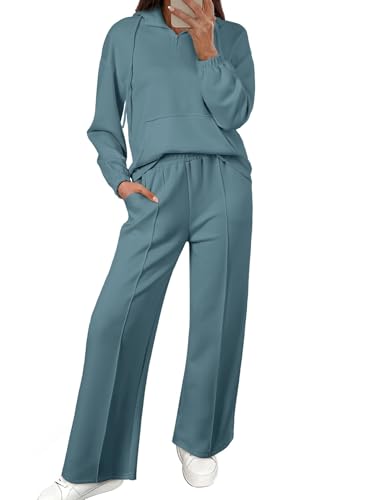 Aleumdr Women 2 Piece Sweatsuit Casual Long Sleeve Half Zip Track...