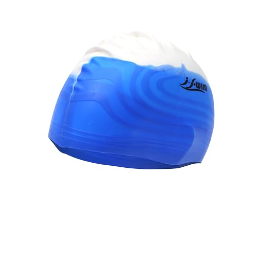 Image of I-Swim Men's Swimming Cap | for Adults Use | Fully Elastic Waterproof and Strechable | Long-Lasting Fitted | Protecting Hair from Chlorine | Material: Silicone | Size: Free | Color: Assorted