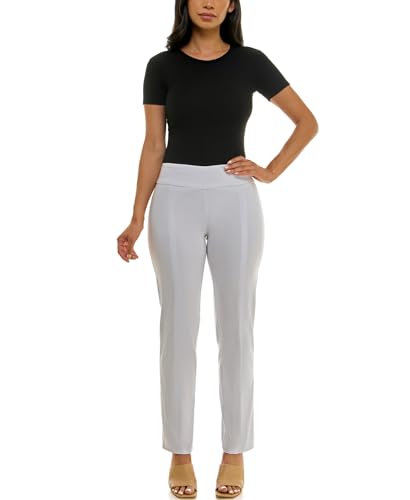 Zac & Rachel Women's Petite Millennium Fabric Pull-On Slim Leg Pant, Optic White, 6PS